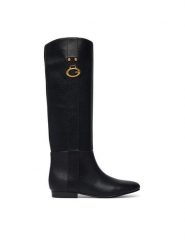 Guess Kozaki FLFANA ELE11 Czarny. Czarne kozaki damskie Guess, z aplikacjami, ze skóry, bez obcasa, na płaskiej podeszwie, bez zapięcia. Za 764.99 zł.