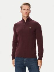 Lacoste Sweter AH1980 Bordowy Classic Fit. Czerwone swetry męskie Lacoste, m, bez wzorów, z bawełny, bez kołnierzyka, bez ramiączek. Za 679.99 zł.