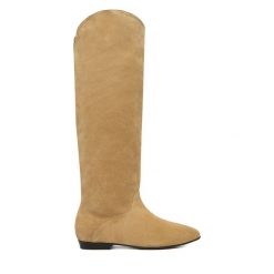 Kozaki Badura. Brązowe kozaki damskie Badura, bez wzorów, bez obcasa, na płaskiej podeszwie, bez zapięcia. Za 579.99 zł.