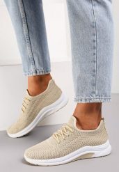 Beżowe Siateczkowe Buty Sportowe na Piankowej Podeszwie Linidas. Brązowe obuwie sportowe damskie Renee, bez wzorów, z okrągłym noskiem, bez zapięcia. Za 39.99 zł.