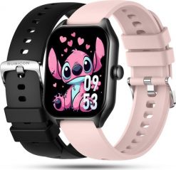 Zegarek SMARTWATCH na Komunię Rubicon RNCF03 black / 2 paski. Czarne zegarki smartwatch Rubicon, bez wzorów. Za 361.58 zł.