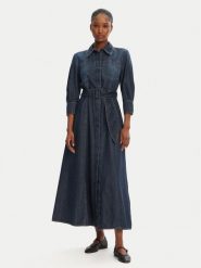 Marella Sukienka jeansowa Tartufo 2513221034 Granatowy Regular Fit. Niebieskie sukienki damskie Marella, bez wzorów, z bawełny, bez kołnierzyka, bez ramiączek. Za 789.99 zł.