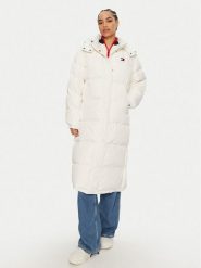 Tommy Jeans Płaszcz zimowy Alaska DW0DW18860 Biały Regular Fit. Białe płaszcze damskie Tommy Jeans, na zimę, m, bez wzorów, z jeansu, bez kołnierzyka, bez kaptura. Za 1,119.00 zł.