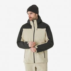 Kurtka narciarska i snowboardowa męska Quechua 500. Brązowe kurtki sportowe męskie WED'ZE, na zimę, l, bez wzorów, z materiału, bez kaptura, narciarskie. Za 399.99 zł.