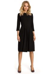 Czarna Sukienka z Dołem w Kontrafałdy. Czarne sukienki damskie MOE, l, bez wzorów, z elastanu, wizytowe, bez kołnierzyka, bez ramiączek. Za 249.90 zł.