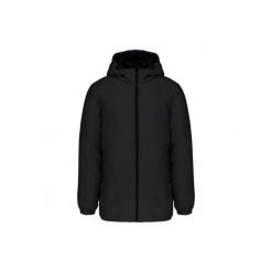 Recykowana parka z kapturem Kariban. Czarne parki damskie KARIBAN, xl, z aplikacjami, z materiału, bez kołnierzyka, z kapturem. Za 355.50 zł.
