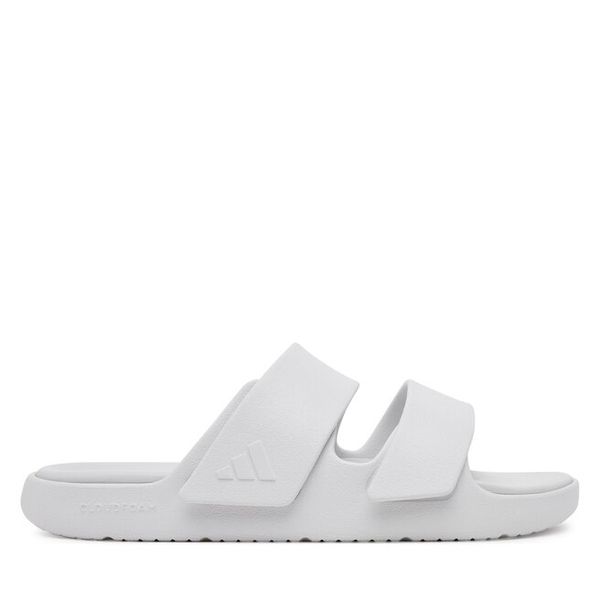 Klapki adidas. Białe klapki damskie Adidas, bez wzorów, sportowe, bez obcasa, bez zapięcia. Za 159.99 zł.