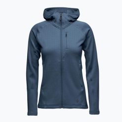 Bluza trekkingowa damska Black Diamond Factor Hoody. Niebieskie bluzy damskie Black Diamond, bez wzorów, sportowe, bez ramiączek, bez kaptura. Za 379.99 zł.