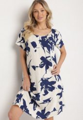 Granatowa Wiskozowa Sukienka w Kwiatowy Wzór Emitine. Niebieskie sukienki damskie Born2be, na co dzień, l, bez wzorów, z wiskozy, klasyczne, bez kołnierzyka, bez ramiączek, midi, proste. Za 54.99 zł.