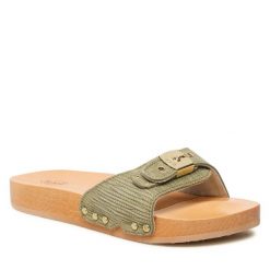 Klapki Scholl. Zielone klapki damskie Scholl, bez wzorów, bez obcasa, bez zapięcia. Za 499.99 zł.
