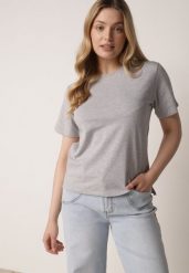 Szary T-shirt z Bawełny z Dłuższym Tyłem i Rozcięciami po Bokach Cordalea. Szare t-shirty damskie Born2be, m, bez wzorów, z bawełny, eleganckie, bez kołnierzyka, bez ramiączek. Za 24.99 zł.