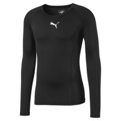 Koszulka męska sportowa Puma LIGA Baselayer Tee LS. Czarne koszulki sportowe męskie Puma, m, bez wzorów, bez ramiączek, do piłki nożnej. Za 149.00 zł.