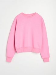 Dresowa bluza crewneck basic - różowy. Czerwone bluzy damskie Sinsay, l, bez wzorów, z dresówki, bez ramiączek, bez kaptura. Za 35.99 zł.