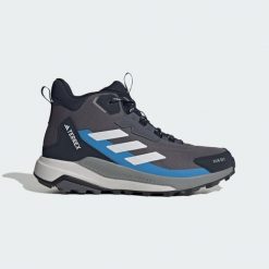 Buty Terrex Anylander Mid Rain.Rdy Hiking. Niebieskie obuwie trekkingowe damskie Adidas, z materiału, bez zapięcia. Za 439.00 zł.