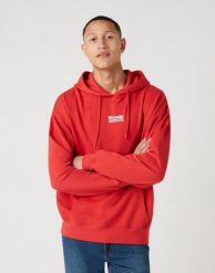 MĘSKA BLUZA WRANGLER HOODIE ROCOCCO RED W6E1HAXA4 112130724. Czerwone bluzy męskie Wrangler, l, bez wzorów, z kapturem. Za 169.99 zł.