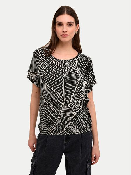 Kaffe T-Shirt Amber 10508257 Czarny Relaxed Fit. Czarne t-shirty damskie Kaffe, bez wzorów, z wiskozy, bez kołnierzyka, bez ramiączek. Za 99.99 zł.