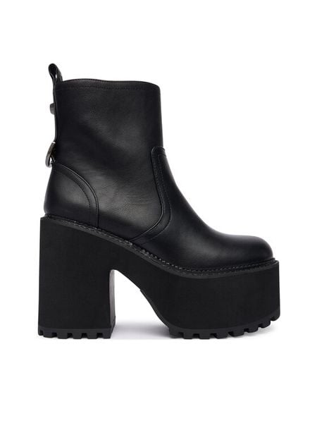 Buffalo Botki Killah Zip Boot Mid 1622374 Czarny. Czarne botki damskie Buffalo, bez wzorów, ze skóry, bez obcasa, na słupku, bez zapięcia. Za 459.99 zł.