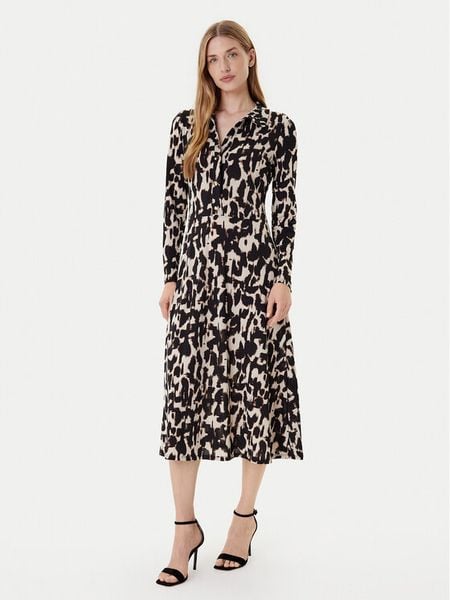 Morgan Sukienka koszulowa 252-RITALA Czarny Regular Fit. Czarne sukienki damskie Morgan, bez wzorów, z syntetyku, bez kołnierzyka, bez ramiączek, koszulowe. Za 289.99 zł.