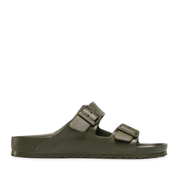 Klapki Birkenstock. Zielone klapki męskie Birkenstock, bez wzorów, bez zapięcia. Za 189.99 zł.
