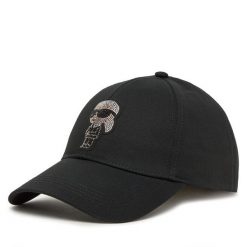Czapka z daszkiem KARL LAGERFELD. Czarne czapki damskie KARL LAGERFELD, bez wzorów. Za 229.99 zł.