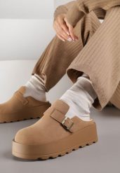 Beżowe Niskie Śniegowce na Grubej Podeszwie Zdobione Sprzączką Vetiare. Brązowe śniegowce damskie Born2be, z dzianiny, bez zapięcia. Za 119.99 zł.