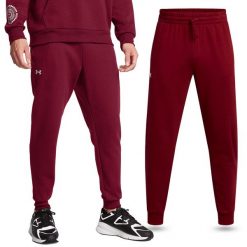 Spodnie dresowe męskie Under Armour joggery na trening. Czerwone spodnie sportowe męskie Under Armour, m, bez wzorów, z dresówki, na fitness i siłownię. Za 179.99 zł.