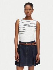 Tommy Hilfiger Top Classic WW0WW50947 Biały Regular Fit. Białe topy damskie Tommy Hilfiger, s, bez wzorów, z bawełny, bez kołnierzyka, bez ramiączek. Za 169.99 zł.