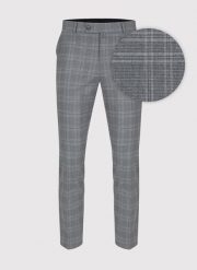 PAKO LORENTE – Szare spodnie garniturowe w kratkę. Szare eleganckie spodnie męskie Pako Lorente, m, bez wzorów, z poliesteru, eleganckie. Za 399.99 zł.