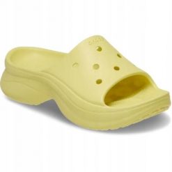 Klapki Dla Dorosłych Crocs Bae Slide. Żółte klapki męskie Crocs, bez wzorów, z materiału, bez zapięcia. Za 191.99 zł.