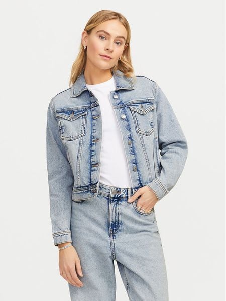 JJXX Kurtka jeansowa Alys 12269101 Niebieski Regular Fit. Niebieskie kurtki damskie JJXX, l, bez wzorów, z bawełny, bez kaptura. Za 99.99 zł.