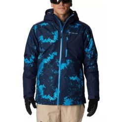 Płaska kurtka męska Columbia Timberturner II. Niebieskie kurtki sportowe męskie Columbia, m, bez wzorów, bez kaptura, narciarskie. W wyprzedaży za 849.00 zł.