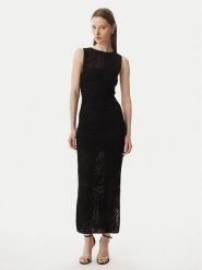 Guess Sukienka dzianinowa W6GKAX Z0981 Czarny Slim Fit. Czarne sukienki damskie Guess, xl, z aplikacjami, z dzianiny, bez kołnierzyka, bez ramiączek. Za 794.99 zł.