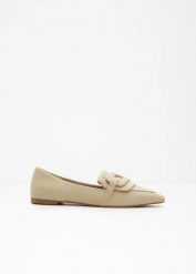 Loafersy. Zielone balerinki damskie bonprix, bez wzorów, eleganckie, bez obcasa, bez zapięcia. Za 54.99 zł.