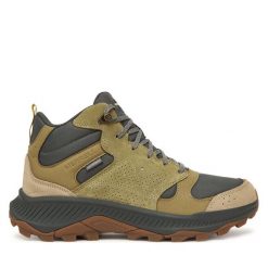 Trekkingi Merrell. Zielone botki męskie Merrell, bez wzorów, sportowe, bez obcasa, bez zapięcia. Za 479.99 zł.