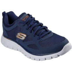 Buty sportowe męskie Skechers Burns Agoura. Niebieskie buty sportowe męskie Skechers, bez wzorów, bez zapięcia. Za 199.99 zł.