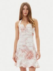 Guess Sukienka letnia W5GK40D5NC1 Biały Slim Fit. Białe sukienki damskie Guess, na lato, xl, z aplikacjami, z bawełny, bez kołnierzyka, bez ramiączek. Za 399.99 zł.