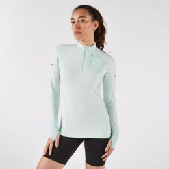 Bluza do biegania damska Kiprun Run 900 Warm. Niebieskie bluzy damskie KIPRUN, l, bez wzorów, z materiału, sportowe, bez ramiączek, bez kaptura. Za 149.99 zł.