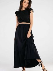 Bluzka Model A429 Black - awama. Czarne bluzki damskie Awama, l, bez wzorów, z elastanu, eleganckie, bez kołnierzyka, bez ramiączek. Za 220.55 zł.