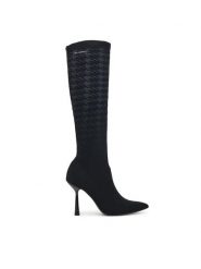 KARL LAGERFELD Kozaki Pandara KL31390 Czarny. Czarne kozaki damskie KARL LAGERFELD, bez wzorów, ze skóry, bez obcasa, na szpilce, bez zapięcia. Za 879.99 zł.