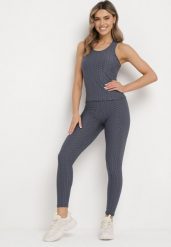 Ciemnoszare Legginsy Sportowe z Elastyczną Gumką i Tłoczonym Wzorem Ardisa. Szare legginsy damskie Born2be, m, bez wzorów, z jeansu, na fitness i siłownię. Za 39.99 zł.