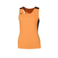 Damski tank top Mizuno Premium. Brązowe topy damskie Mizuno, bez wzorów, sportowe, bez kołnierzyka, bez ramiączek. W wyprzedaży za 92.85 zł.