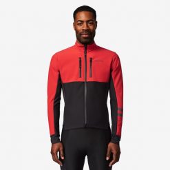 Kurtka rowerowa szosowa męska Van Rysel EDR zimowa. Czarne kurtki sportowe męskie VAN RYSEL, na zimę, m, bez wzorów, z materiału, bez kaptura, rowerowe. Za 349.99 zł.