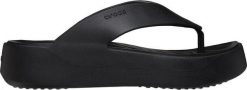 Klapki damskie Crocs Getaway Platform Flip czarne 209410 001 39-40. Czarne klapki damskie Crocs, bez wzorów, sportowe, bez obcasa, bez zapięcia. Za 173.45 zł.