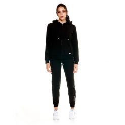 Bluza z kaptur na co dzień na siłownię. Czarne bluzy damskie LEONE 1947 APPAREL, s, bez wzorów, z dresówki, sportowe, bez ramiączek, bez kaptura. Za 246.29 zł.