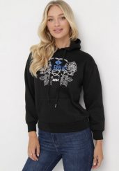 Czarna Bluza z Kapturem i Nadrukiem oraz Ściągaczami Apperforda. Czarne bluzy damskie Born2be, l, bez wzorów, z polaru, casualowe, bez ramiączek, z kapturem. Za 84.99 zł.