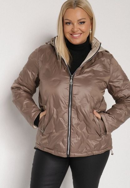 Brązowa Kurtka Dwustronna z Odpinanym Kapturem Frolbia. Brązowe kurtki damskie Born2be, plus size, bez wzorów, z jeansu, plus size. Za 209.99 zł.