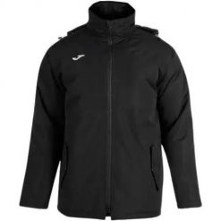 Kurtka sportowa wiatrówka męska Joma Trivor. Czarne kurtki sportowe męskie Joma, l, bez wzorów, z materiału, z kapturem. Za 295.60 zł.