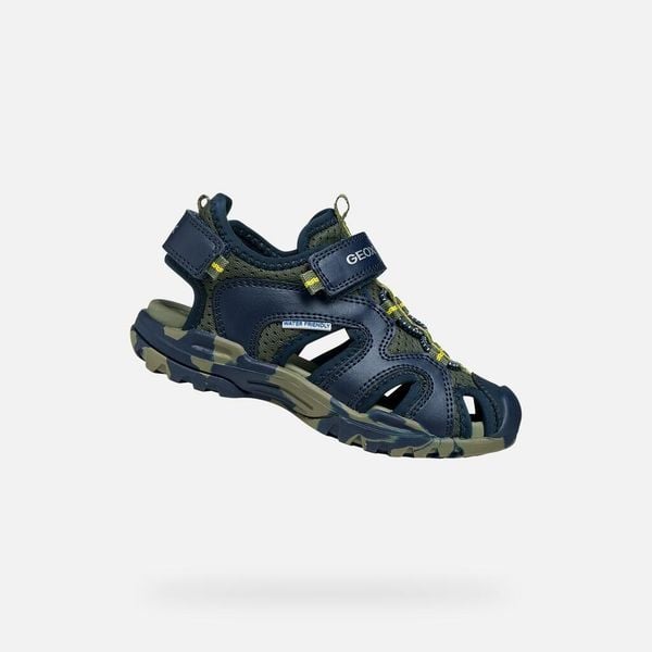 Sandały GEOX J BOREALIS B Niebieski. Niebieskie buty zimowe męskie Geox, bez wzorów, z syntetyku, bez zapięcia. Za 213.99 zł.