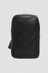 KARL LAGERFELD Saszetka męska skórzana z monogramem. Czarne saszetki i nerki męskie KARL LAGERFELD, bez wzorów, ze skóry, z tłoczeniem. W wyprzedaży za 759.99 zł.