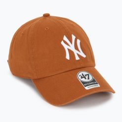 Czapka z daszkiem 47 Brand MLB New York Yankees CLEAN UP. Brązowe czapki damskie 47 Brand, bez wzorów. Za 94.99 zł.